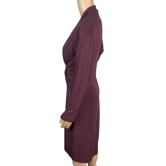 M.M. Lafleur Blair Blackberry Purple Crepe Twisted Ruched Sheath Dress SZ 2 - Picture 7 of 10